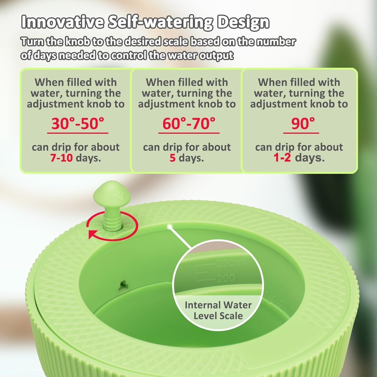 Self-Watering Indoor Plant Pots &ndash; Foldable Silicone Flower Pots with Drainage Holes and Saucers, Ideal for Home and Office Decor (Green) image number 3