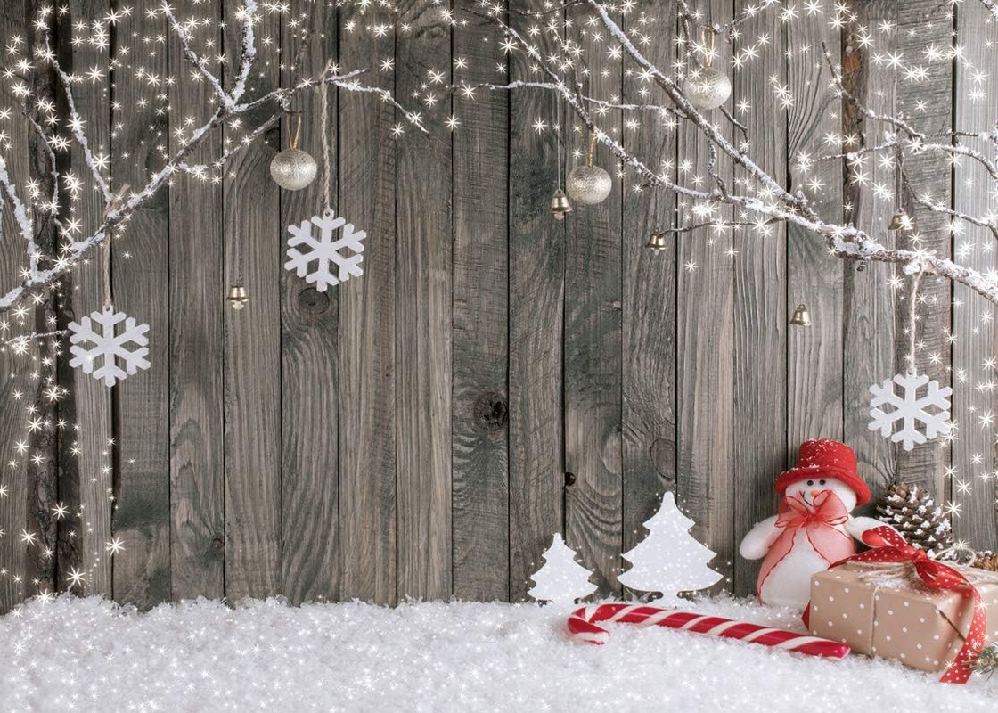LYWYGG 8X6FT Christmas Backdrop Snow Floor Photo Backgrounds Wooden Wall Photography Backdrops for Child CP-70-0806 image number 2