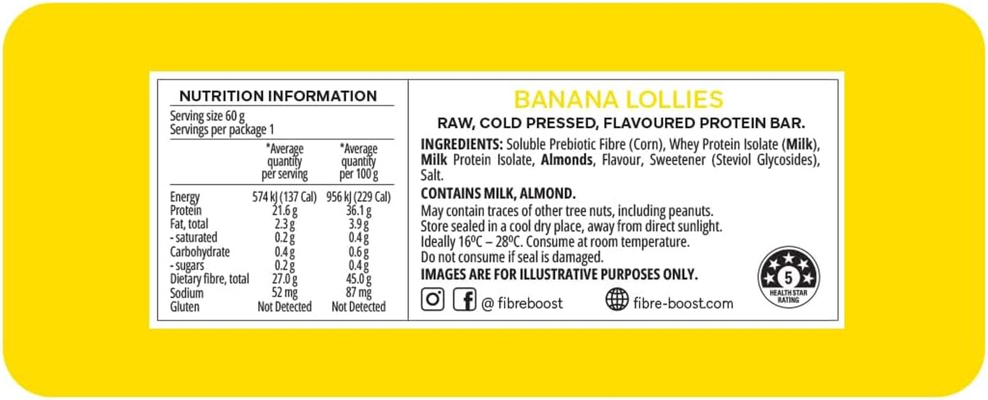 Fibre Boost Cold Pressed Banana Lollies Flavoured Protein Bar image number 1