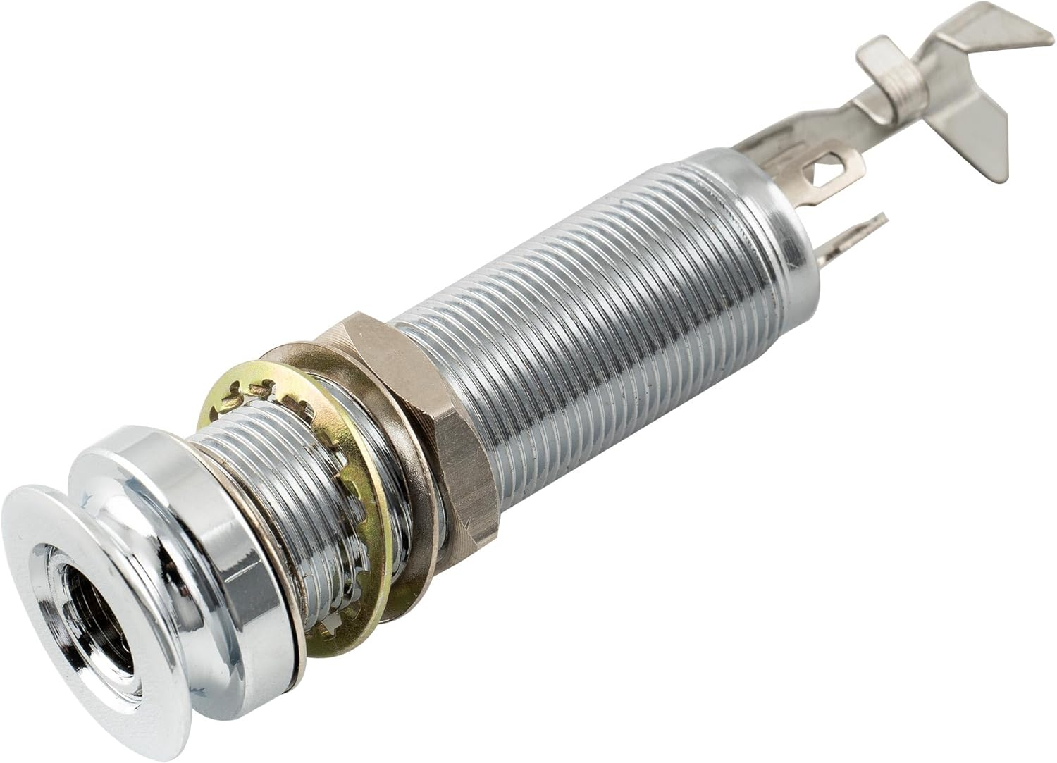 Musiclily Pro 1/4 Inch Mono/Stereo Endpin Output Jack Strap Button Threaded Jack Socket for Acoustic Guitar Bass, Chrome