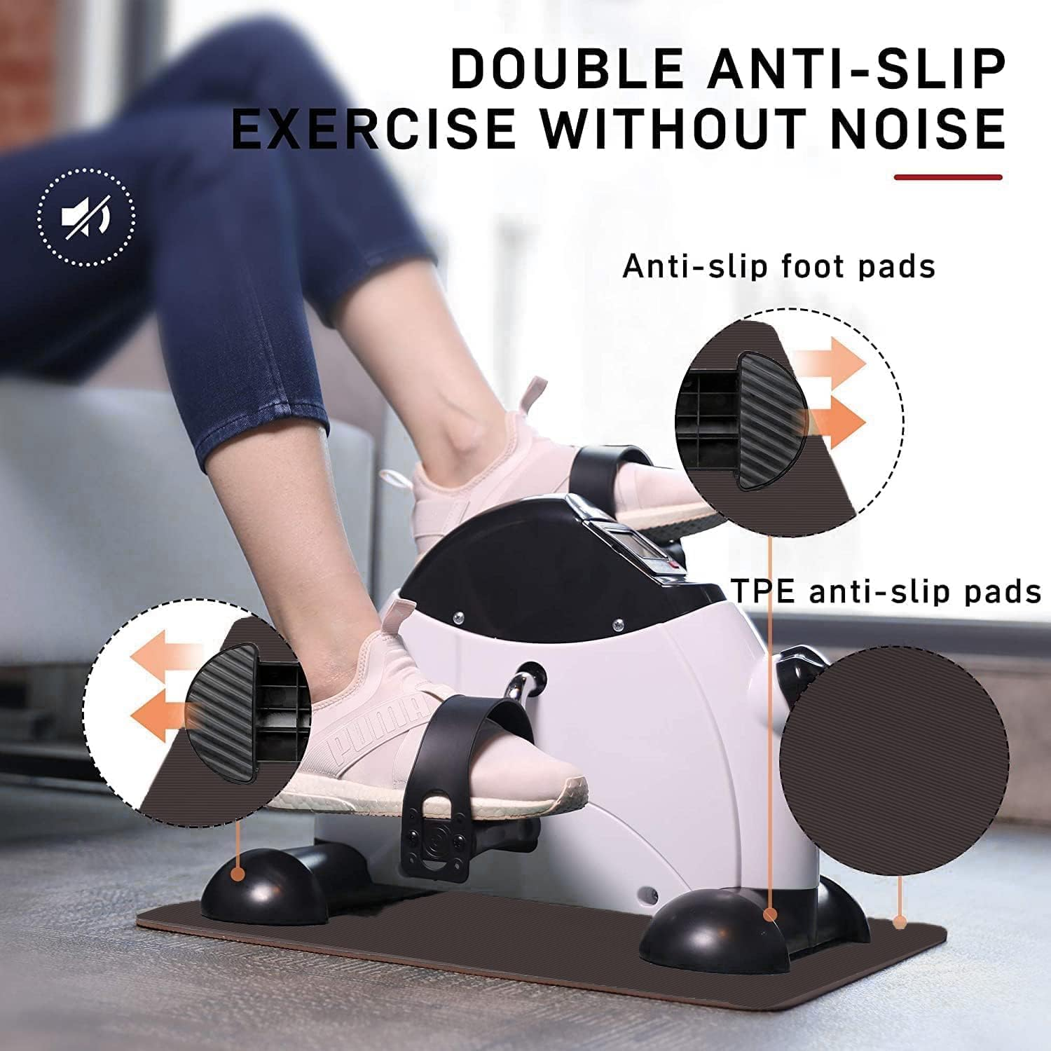 PROIRON Mini Exercise Bike, Portable under Desk Bike Pedal Exerciser with Free Anti-Slip Mat Adjustable Resistance Knob and LED Screen Display for Home/Office Workout image number 2