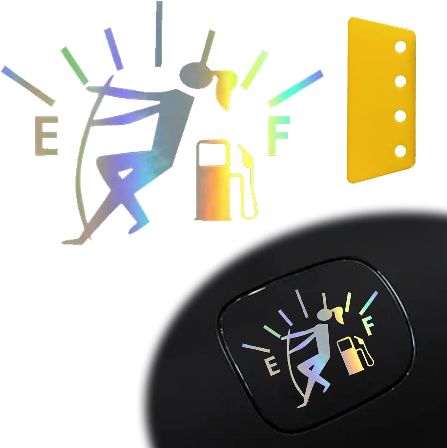 Funny Car Stickers, High Gas Consumption Decal, Woman Adjusting Fuel Gauge Empty Stickers, Waterproof Fuel Gage Stickers for Cars, Motorcycles, Trucks, Universal Car Decals((1 Pcs- Black)