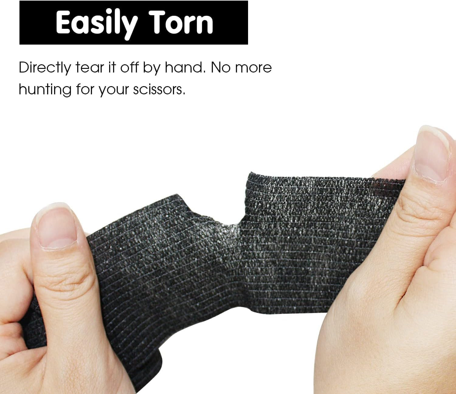 12 Rolls 5Cm*4.5M Elastic Bandage Self-Adhesive Wrap Cohesive Bandage Strong Elastic First Aid Tap Professional for Sports,Wrist,Ankle (Black) - Black image number 6