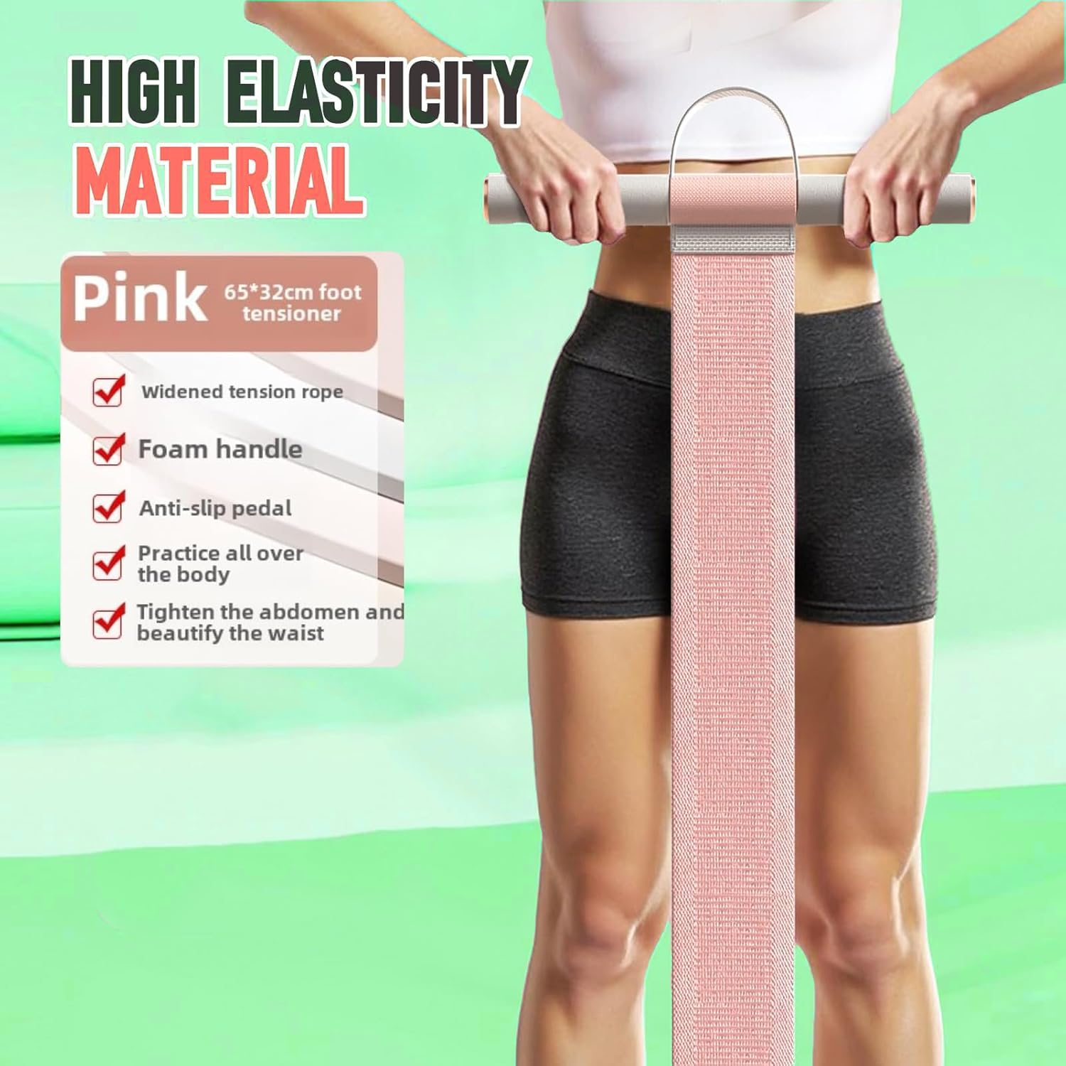 Fabric Resistance Band with Handles, Non-Slip Elastic Band for Strength and Muscle Training, Stretching Band Fitness Equipment Suitable for Legs, Arms, Chest, Core, Wrists, and Ankles.