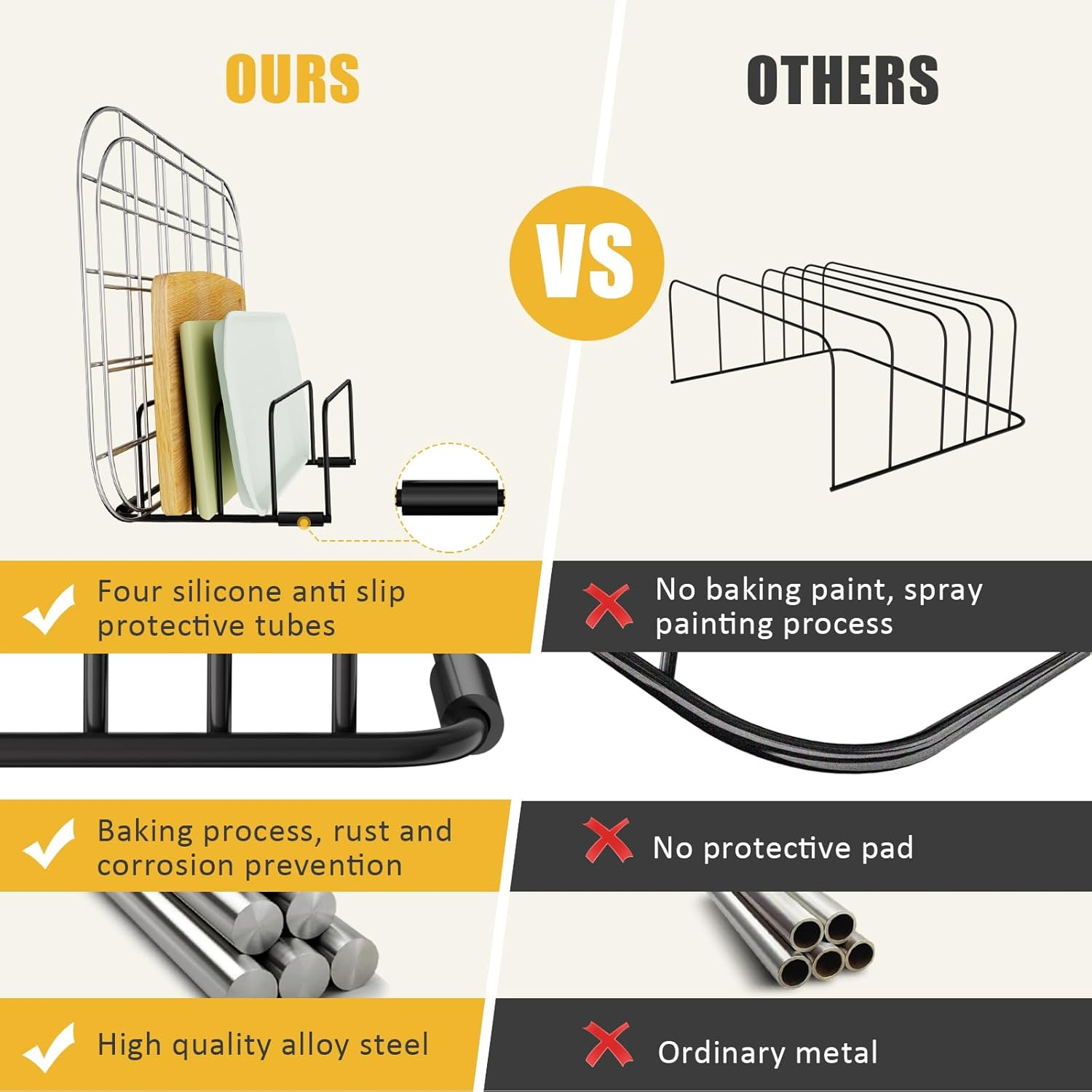 Chopping Board Holder Cutting Organizer Holder Rack Baking Cookie Pan Sheets Cooling Small Racks Storage Stand for Kitchen Cabinet Countertop Bakeware Organizer (2, Black) image number 4