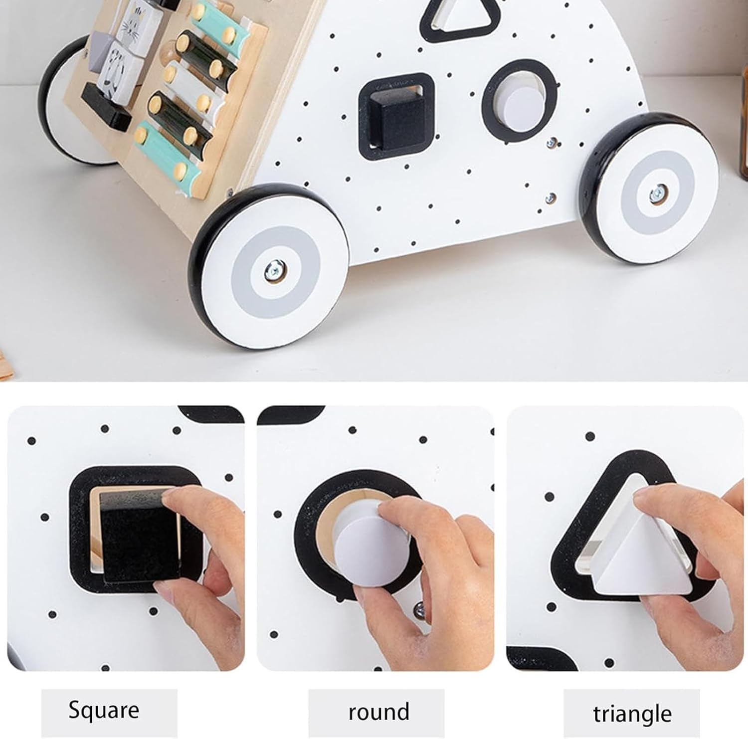 Baby Walker, Toddler Wooden Interactive Push Walkers, Girls Push Toy Learning Activity Walker for Baby Interactuve, Toddler Trolley, Kids Early Education Toy Birthday image number 6