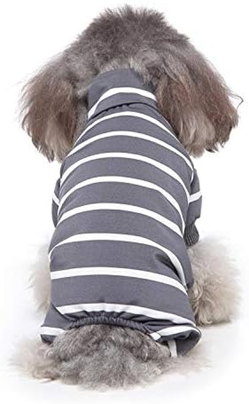 Striped Dog Pajamas for Small Dog Cooling Puppy Pullover Jumpsuit Stretchable Breathable Pet Pjs Summer Spring Pyjamas (Grey, S) image number 3