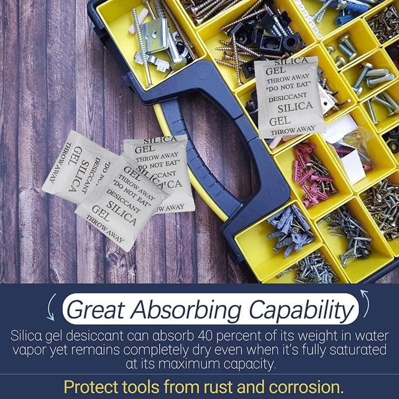 AIMALL 50-2000 Pack 1G Silica Gel Packets Moisture Absorber Desiccant Reusable Food Grade, Transparent, Non-Toxic, Tyvek Material for Durability image number 6