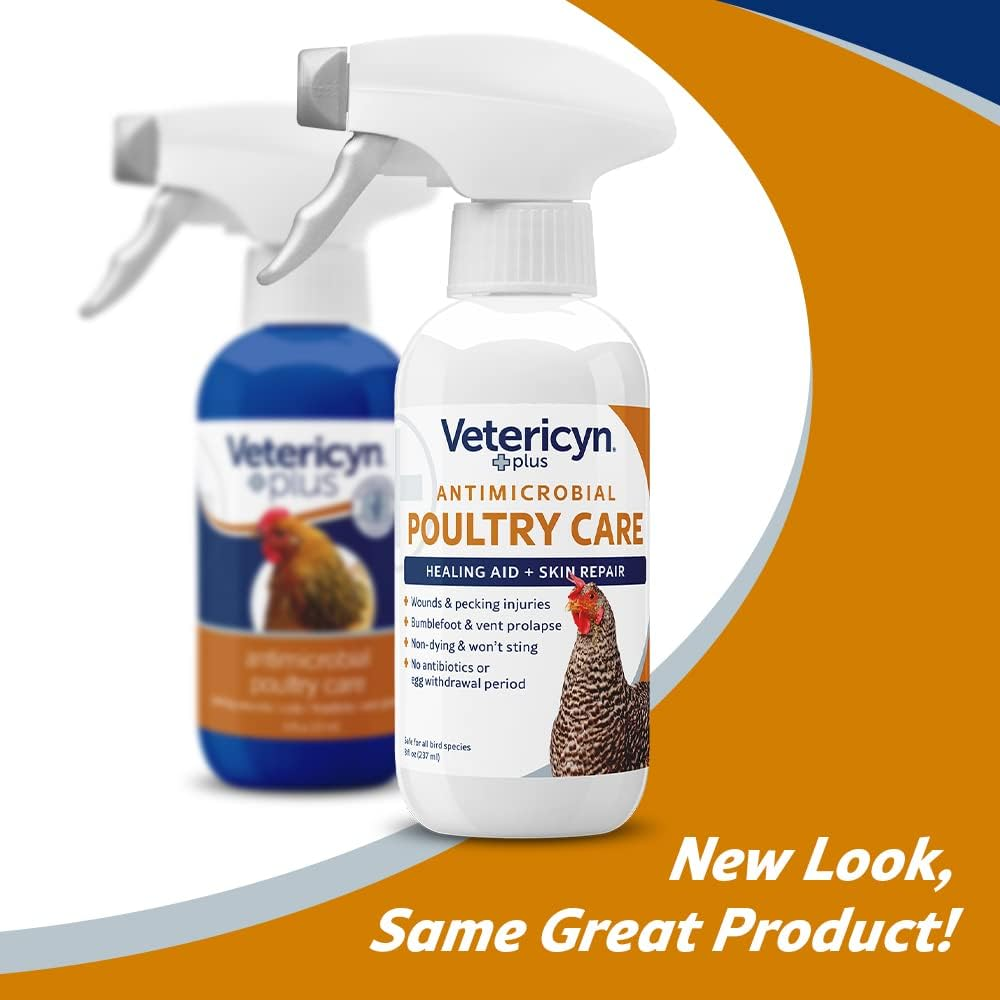 Vetericyn plus Poultry Care Spray | Healing Aid and Skin Repair for Chicken Wounds, Pecking Injuries, Bumblefoot, Vent Prolapses, and More. 8 Ounces image number 1