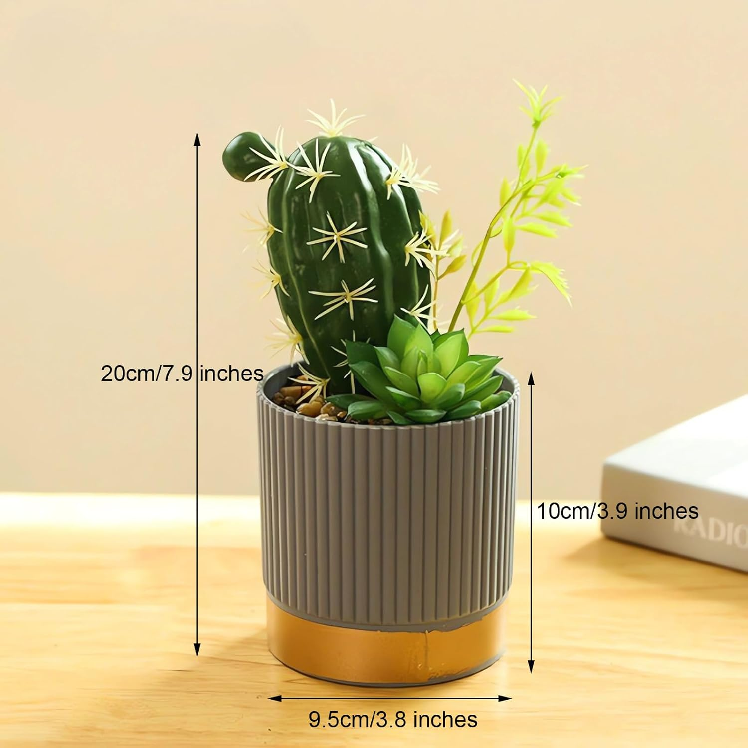 Artificial Flowers with Vase, Artificial Flowers in Vase, Fake Flowers Home Flower Arrangement, Balcony, Hallway, Garden, Bedroom, Living Room, Dining Table Decoration Flower A160 (N Green) image number 1