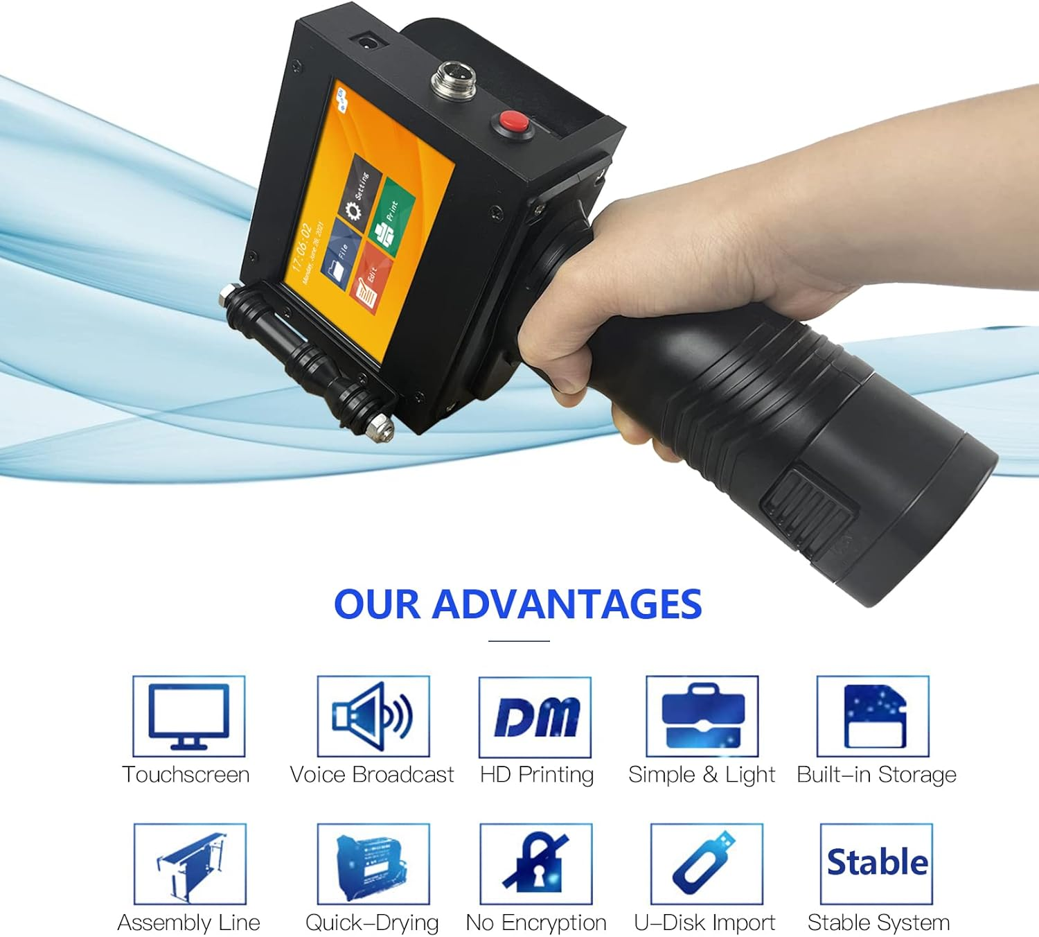 Mingzhe Handheld Printer Portable Inkjet Printer High Definition Inkjet Code Printer with 4.3 Inch LED Touchscreen Quick-Drying Ink Cartridge for Label/Production Date/Barcode/Trademark/Logo/Graphic.