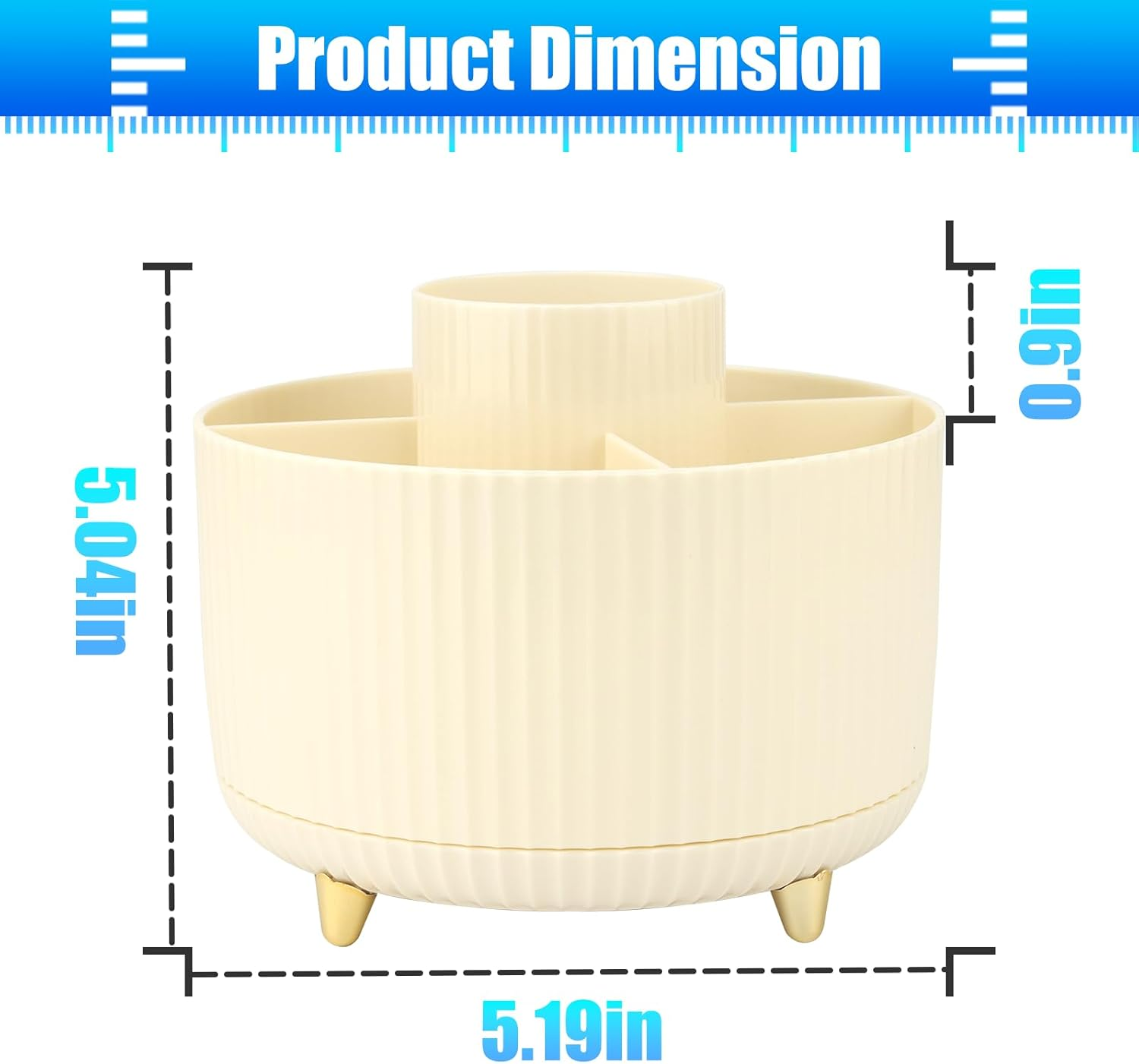 360 Degree Rotation Desk Organizer, Dual-Purpose Desktop Pencil Pen Holder Organizer for Home Office School Home (Beige) image number 6