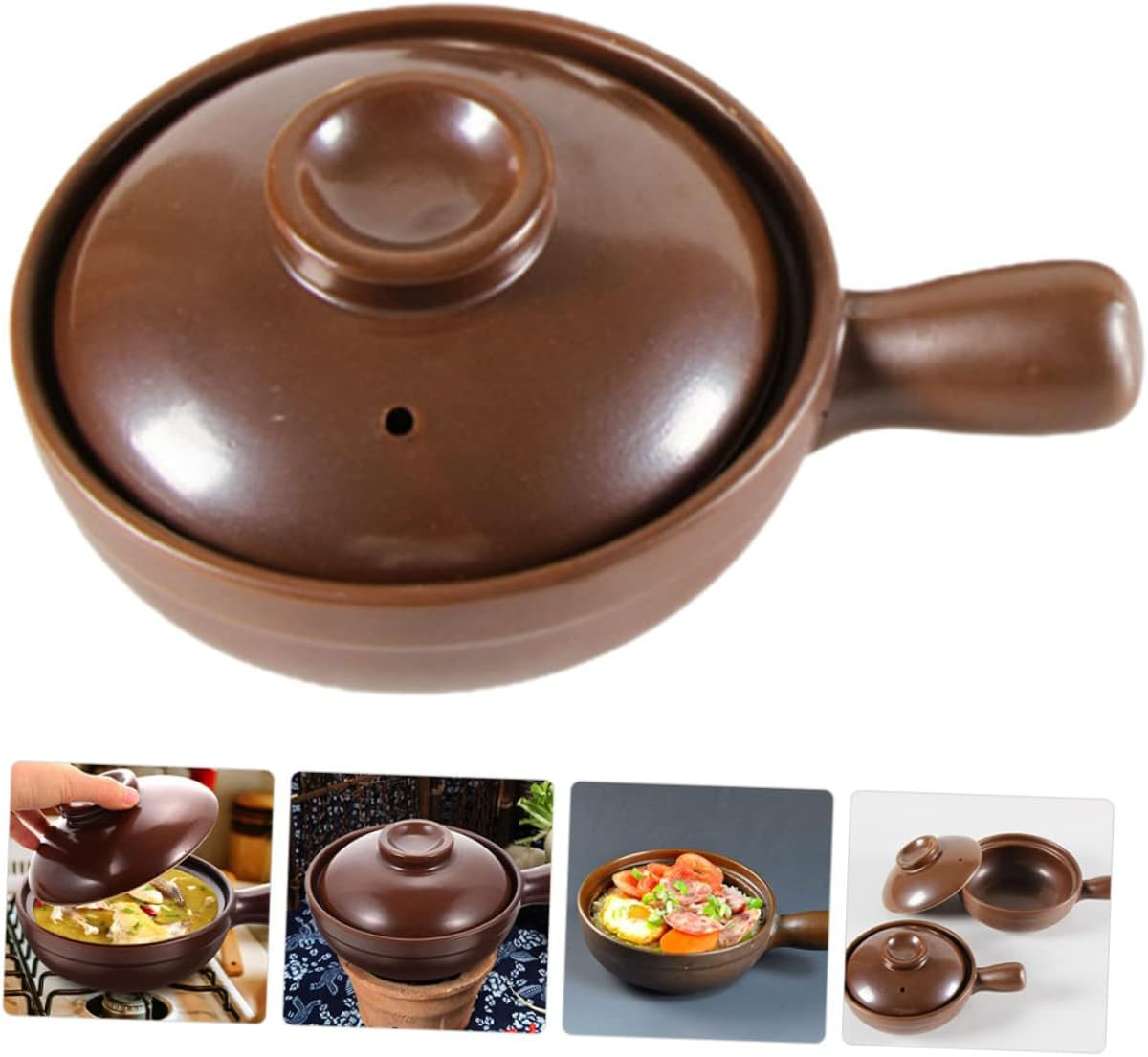 Lithium Porcelain Casserole Small Ceramic Pot for Rice Soup Home Cooking Kitchen Stew Pot image number 3