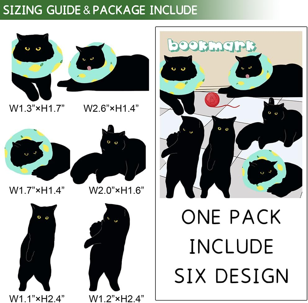 Magnetic Bookmarks - 6 Pieces Assorted Cute Book Markers Clip Set for Teachers Students Book Lovers Reading, for School Office Home Supplies, Kawaii Cat Magnet Page Markers image number 2