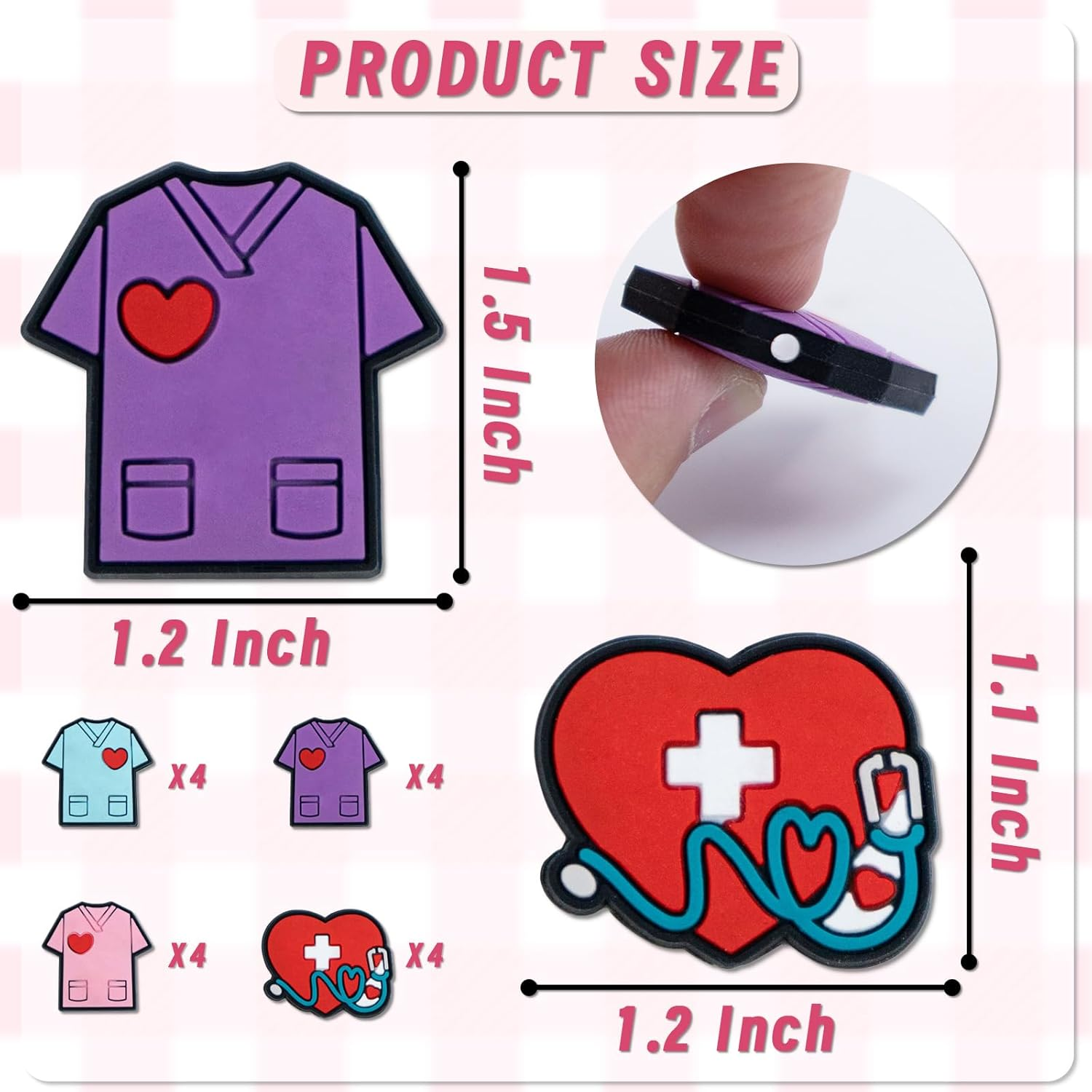 16 Pcs Stethoscope Silicone Focal Beads Nurse Colorful Silicone Focal Beads Bulk DIY Crafts Loose Spacer Beads for Keychain Jewelry Making Accessories Handmade Crafts image number 5