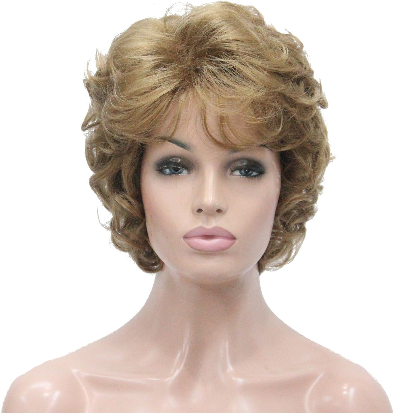 (19 Light Strawberry Blonde) - Lydell Women'S Short Curly Wavy Wig Synthetic Hair Full Wig 15Cm (19 Light Strawberry Blonde)