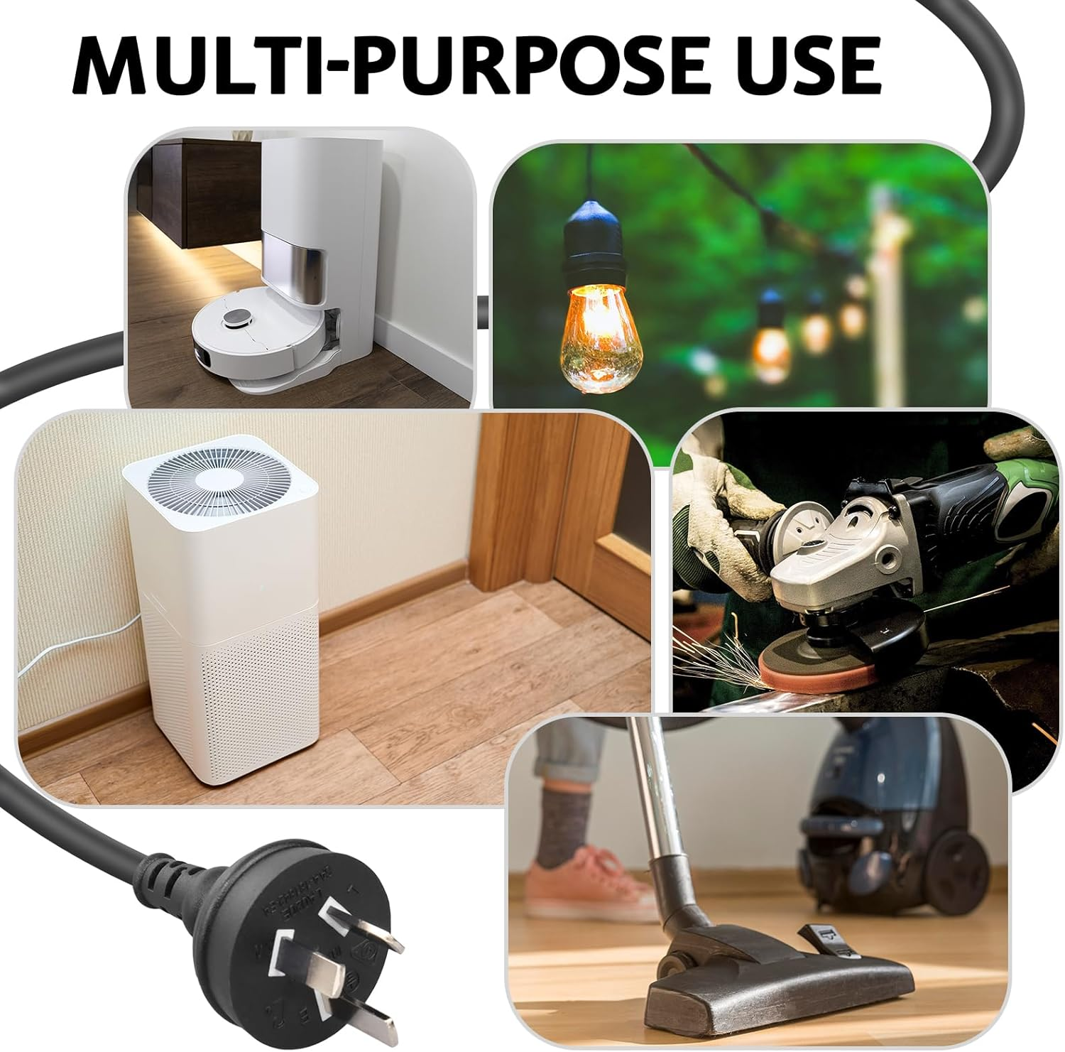 EP Power Extension Cord 5 M Australia Standard Household 3-Pin Plug Lead Cord, 240V, 10A, Black image number 1