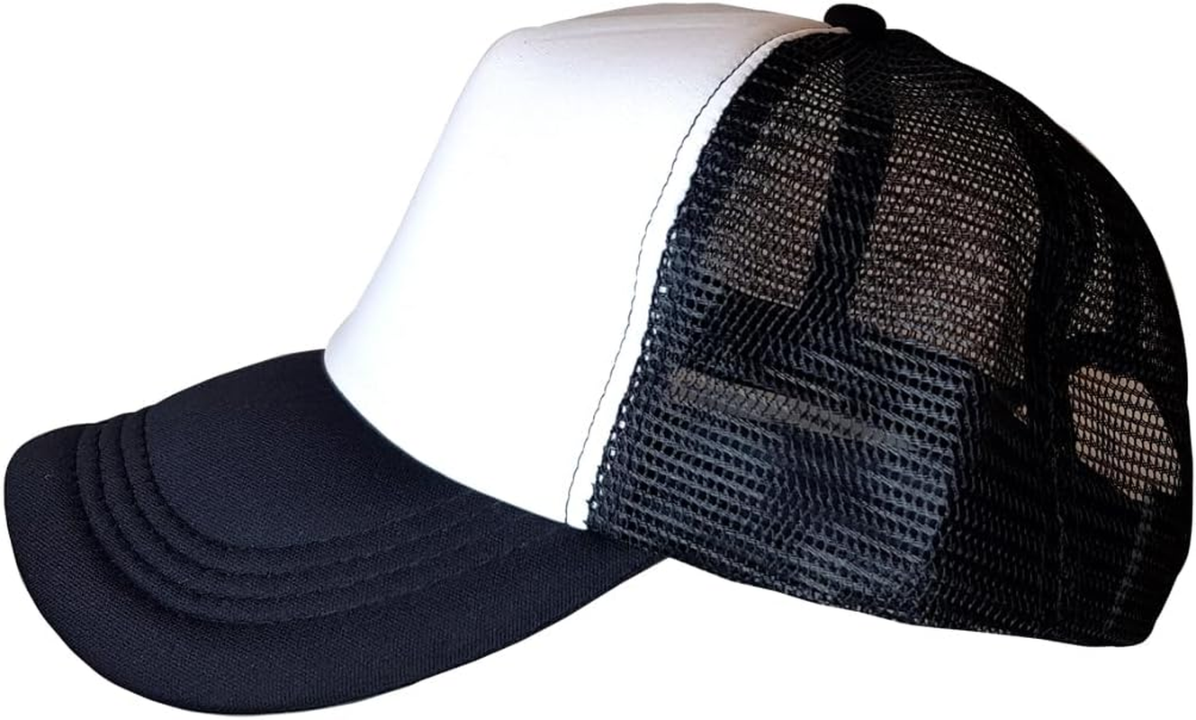 6 Pack/Pieces Trucker Caps Plain Hat with Front Foam Mesh Adjustable Unisex Bulk