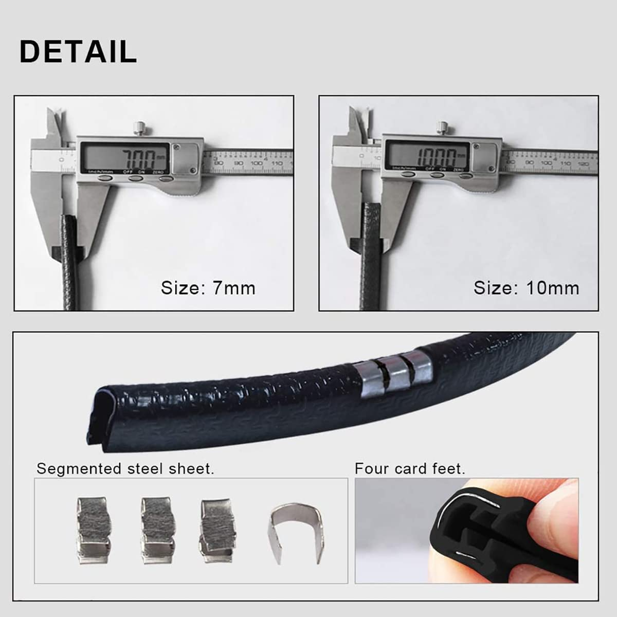 Uandhome Car Door Edge Guards, 5M U Shape Car Door Edge Protector Guard Rubber Anti-Collision Rubber Clips Trim Seal Lining Protect Fit for Most Car image number 3