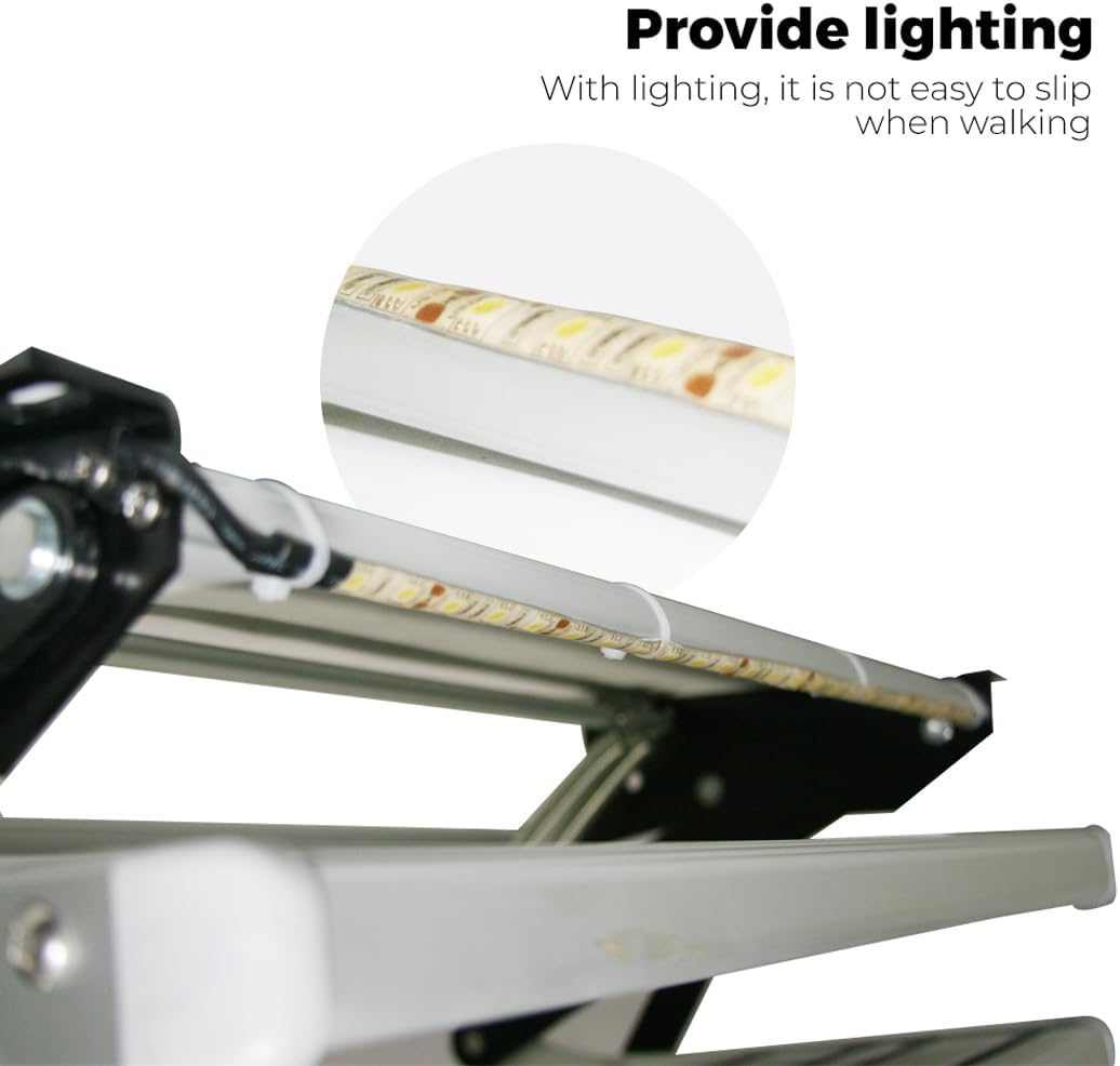 Double Caravan Step,Pull Out Folding Aluminium Steps,Off Road RV Camper Trailer Motorhome RV for Camping,Travelling, Outdoor Activities (Double-Deck with LED) image number 2