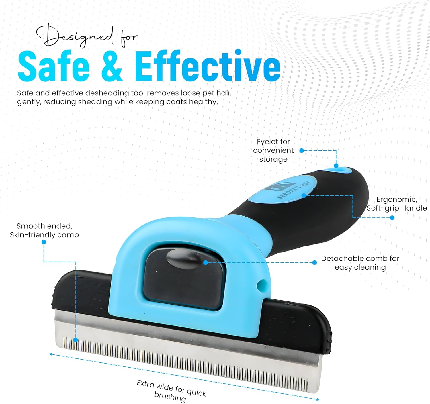 Seropa&rsquo;S Hut Deshedding Brush for Dogs & Cats &ndash; Professional Grooming Tool for Short, Medium & Long Hair &ndash; Push-Button Self-Cleaning Undercoat Remover &ndash; Safe Stainless Steel Blade &ndash; Reduces Shedding by 95% image number 1