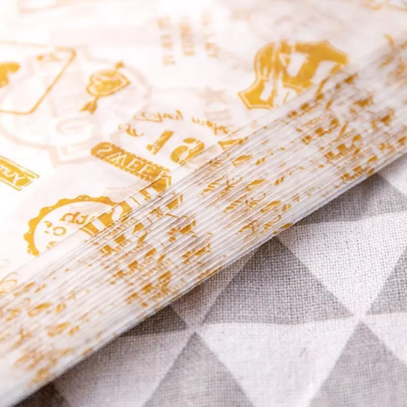 WADY 100 Sheets Food Grade Wrap Paper, Wax Paper Sheets for Food, Food Grade Wrap Paper Greaseproof Sandwich Wrap Paper, Baking Wrapping Paper Deli Paper,For Sweets Cakes Cheese Baking (Style Stamp)