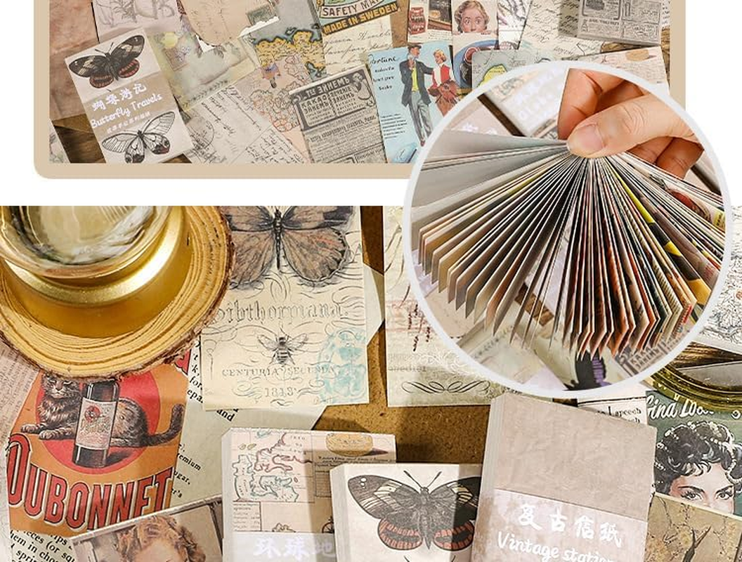 240 Pcs Vintage Scrapbook Paper, Vintage Pattern Paper Scrapbooking Paper ,Mini Dictionary Scrapbooking Paper for Journaling Supplies，Decorative Craft Paper image number 2