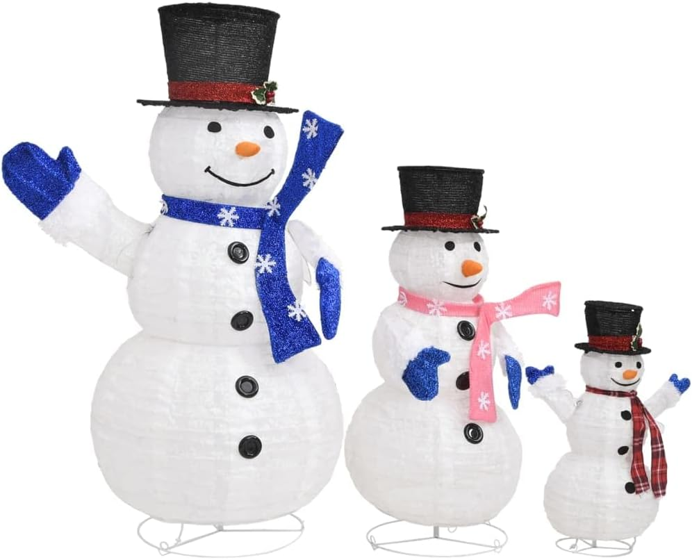 Decorative Christmas Snowman Family Figures with LED Luxury Fabric