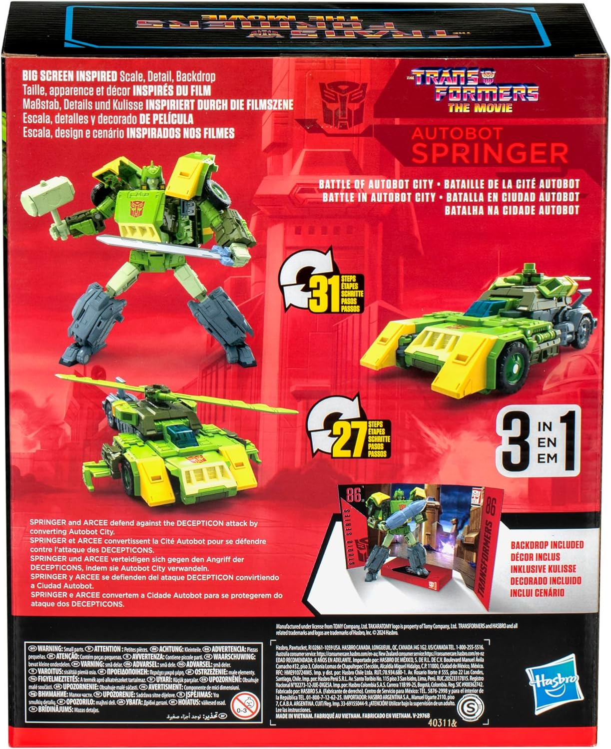 Transformers Toys Studio Series Leader the Transformers: the Movie 86-30 Springer, 8.5-Inch Converting Action Figure, 8+ image number 5