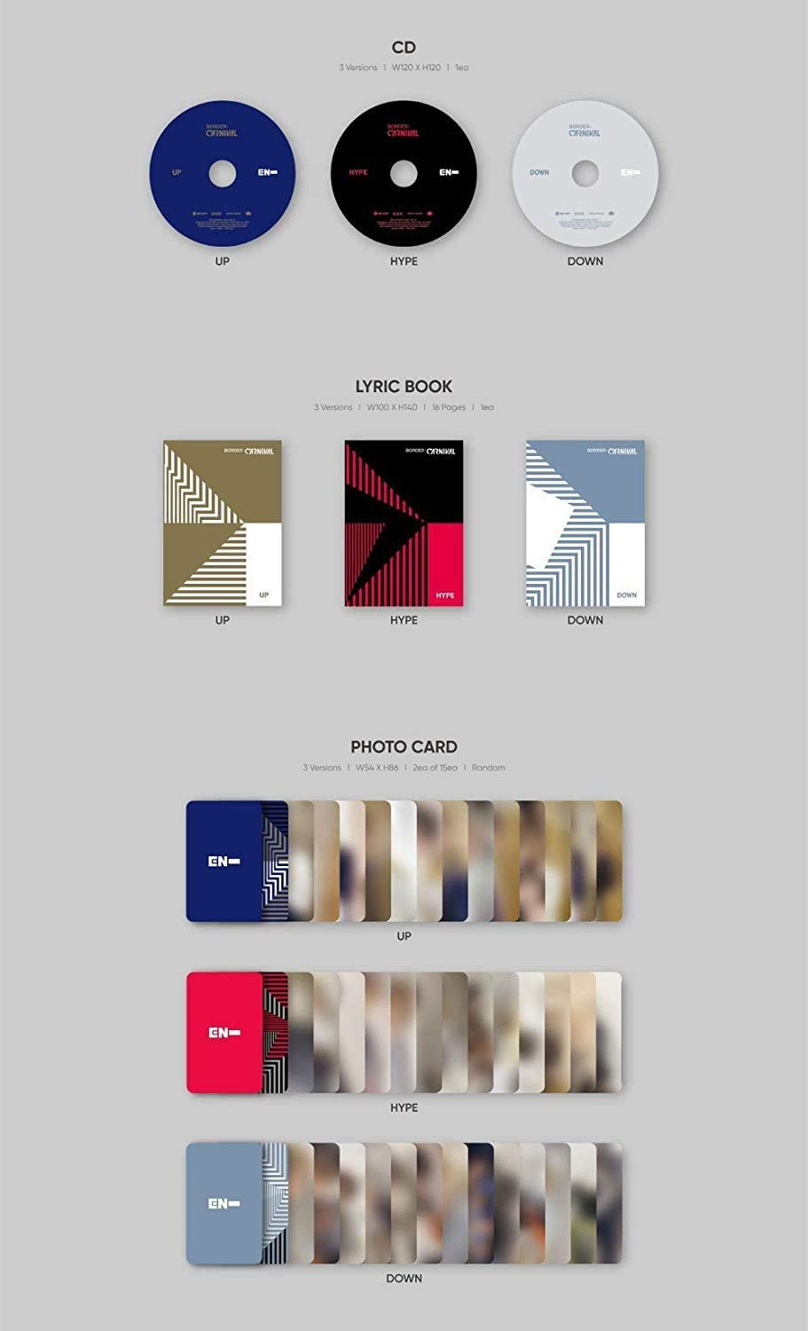 Enhypen Border : Carnival 2Nd Mini Album Random Version Cd+1P Folding Poster on Pack+Photobook+16P Lyric Book+2P Photocard+1P Lenticular Card+1P Sticker+Carnival Ticket+Message Photocard Set+Tracking image number 2