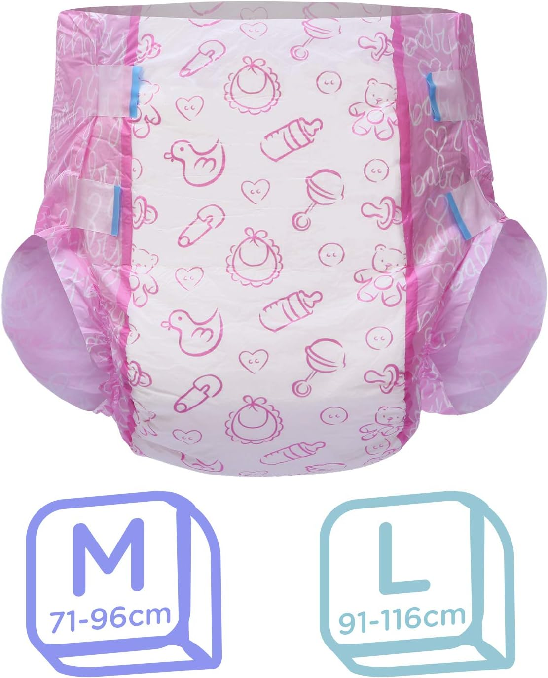 Littleforbig Printed Adult Brief Diapers 2 Pieces - Nursery Pink (M) image number 5