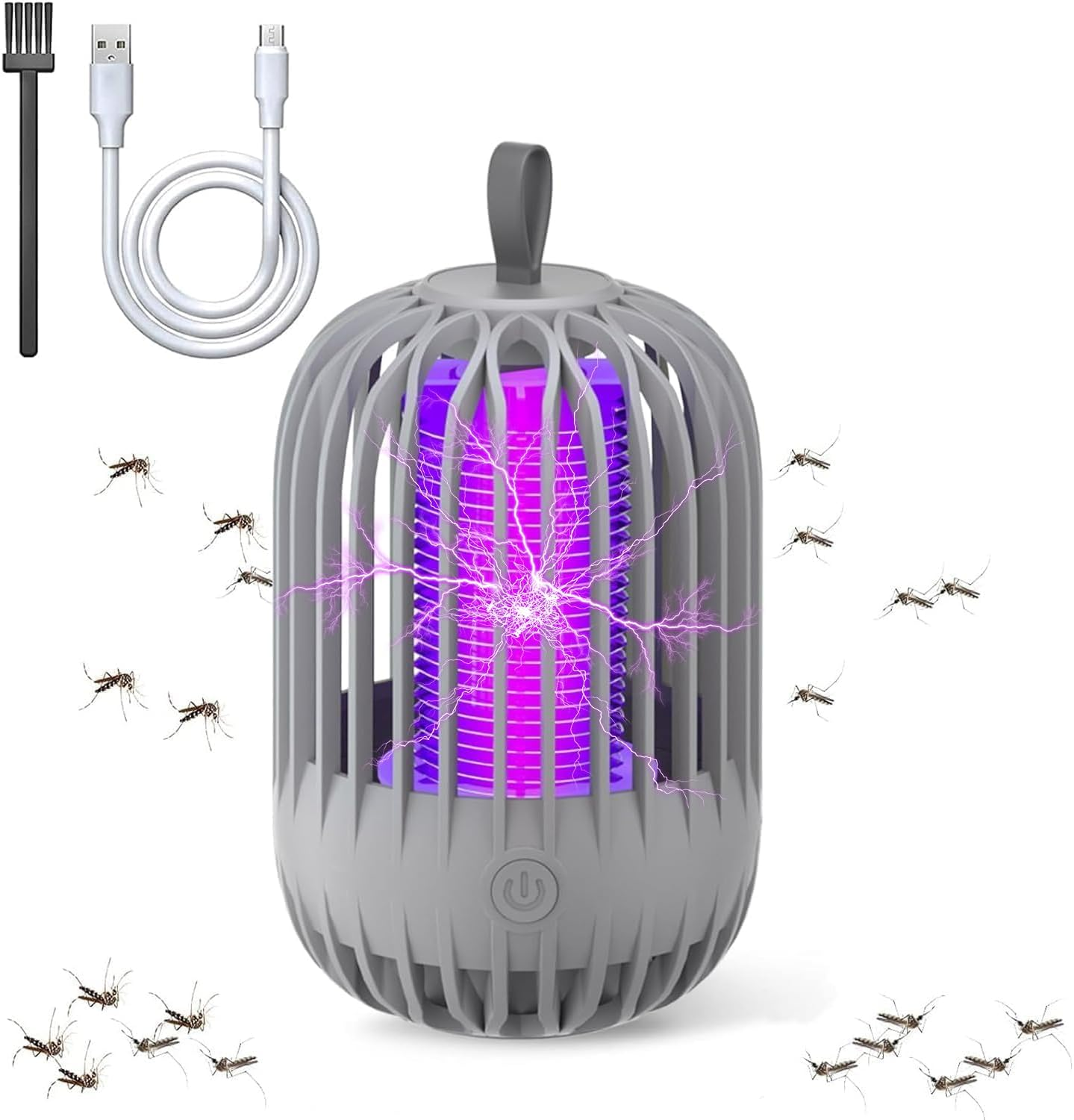 Mosquito Killer Lamp, 2 in 1 LED Mosquito Zapper, Portable USB Rechargeable Indoor and Outdoor Mosquito Killer, with UV Light Effective Fly Zapper for Use in the Home, Garden,Yard (White)