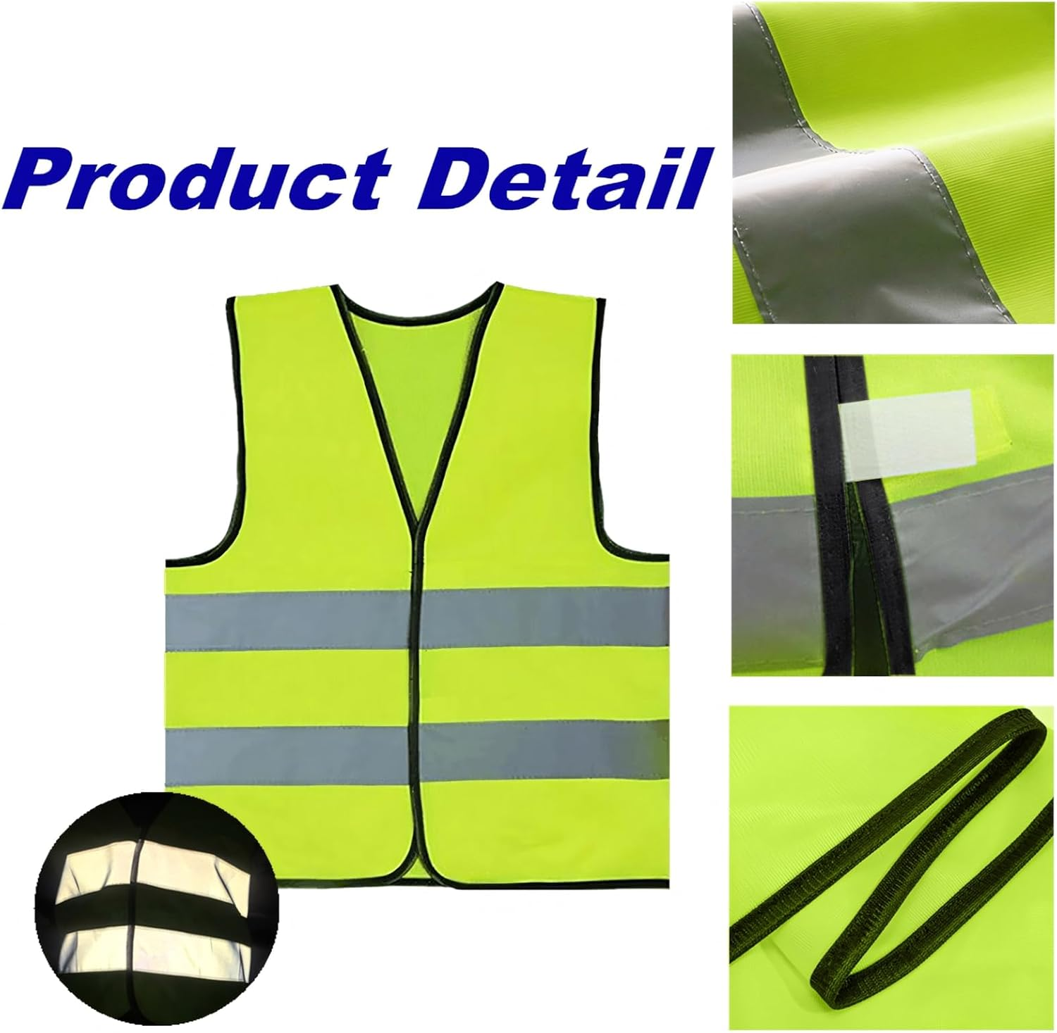 TOPTIE 10 Pack Kids Safety Reflective Vests, High Vis Construction Vest with Elastic Waistband - Blue1 image number 7