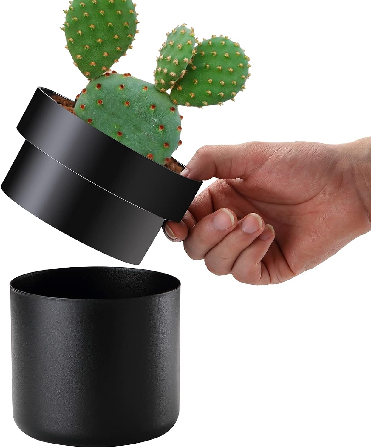 Flower Pot Diversion Safe with Key Lock, Secret Hidden Safe Lock Box, Perfect for Hiding the Valuables inside Flower Pot&rsquo;S False Bottom, Plants Not Include,Black image number 3