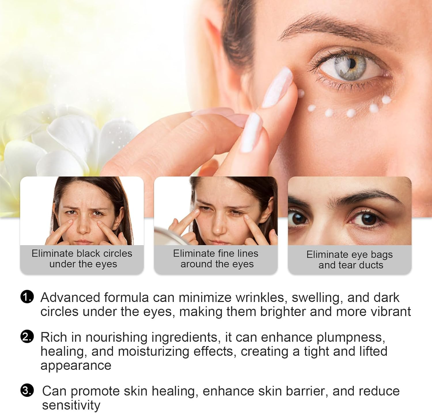 Peptide Anti-Wrinkle Eye Cream with Centella Asiatica Extract Firms, Lifts and Minimizes Fine Lines and Dark Circles. image number 4