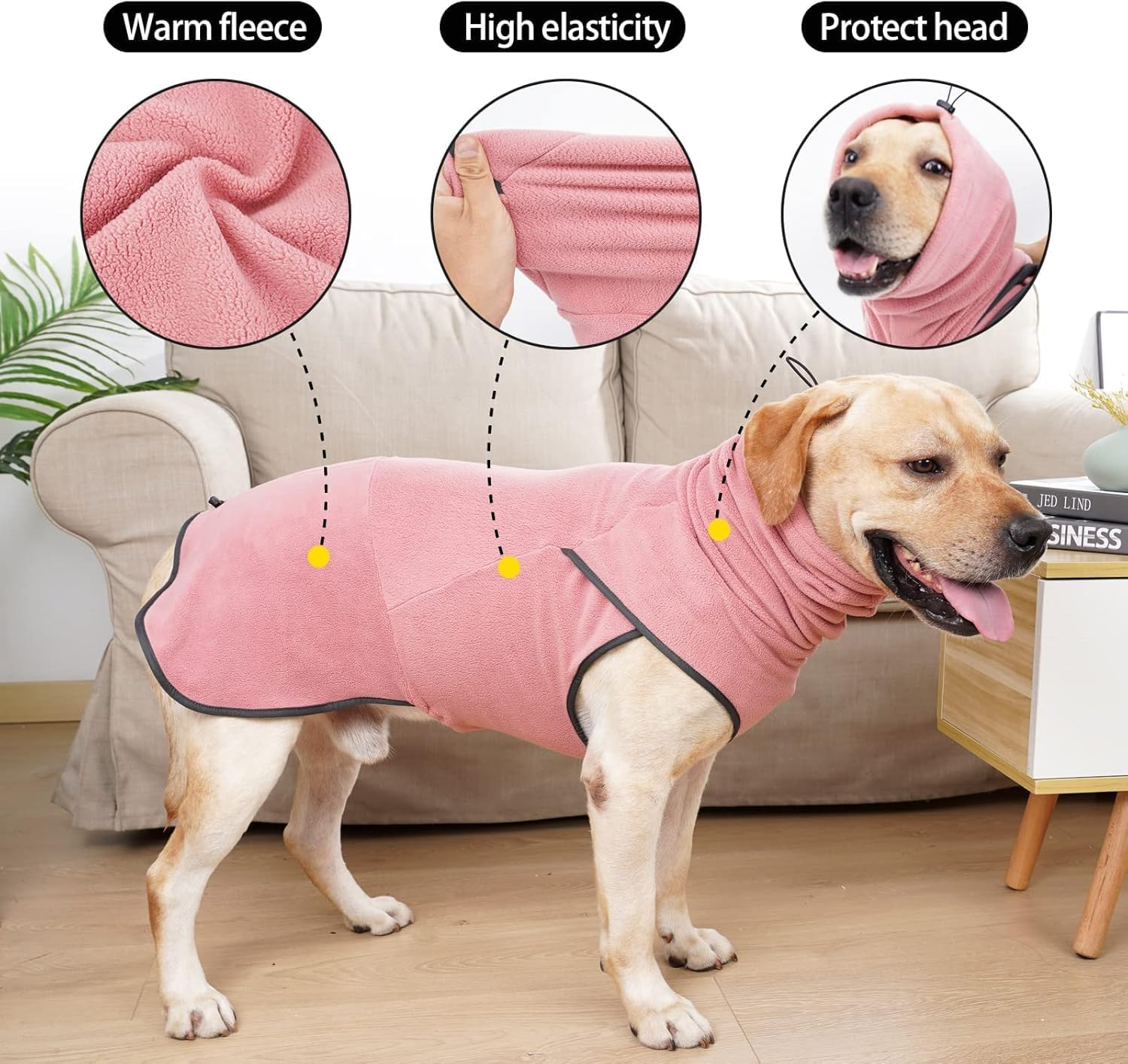 Dog Sweater for Cold Weather, Soft Dog Vest, Snow Coat for Dogs, Dog Pullover, Dog Winter Clothes for Small Medium Dogs Blue (Pink, L) image number 5