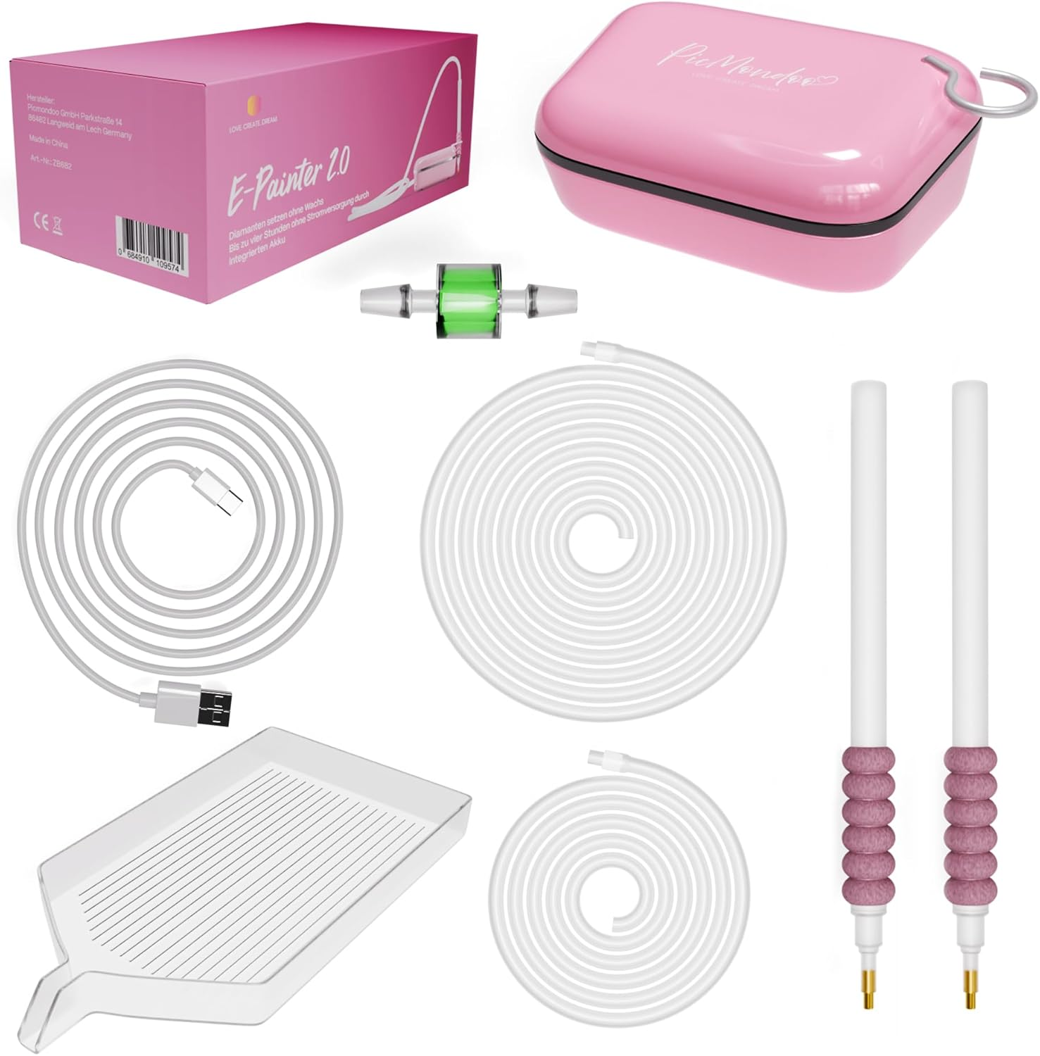 Picmondoo - Pink Wireless Diamond Painting Pen - E-Painter with Vacuum Pump - AB Stones Setting - Adults, Non-Foldable image number 4