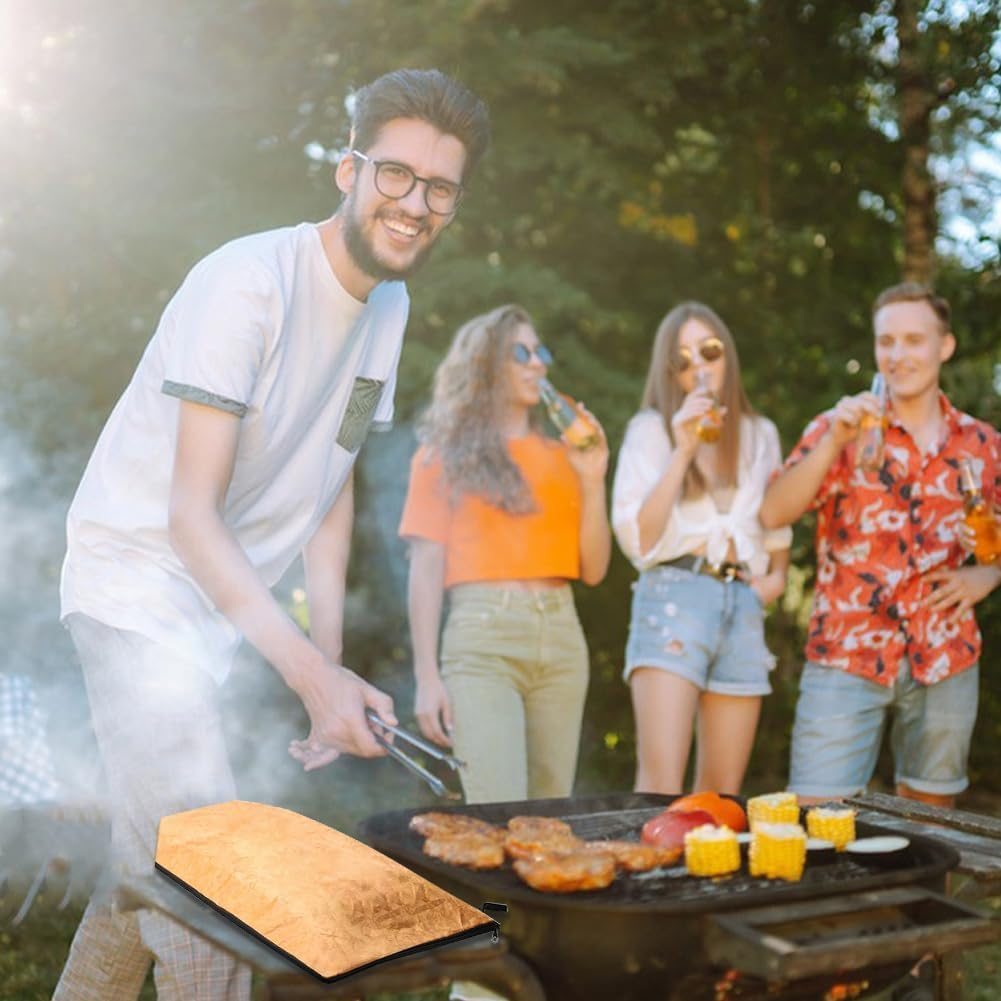 Retro Yellow BBQ Blanket for Resting Meat, Reusable Meat Insulated Resting Bag, Smoker Grilling Meat Insulation Bag, Outdoor BBQ Resting Blanket (Color: Retro Yellow) image number 5