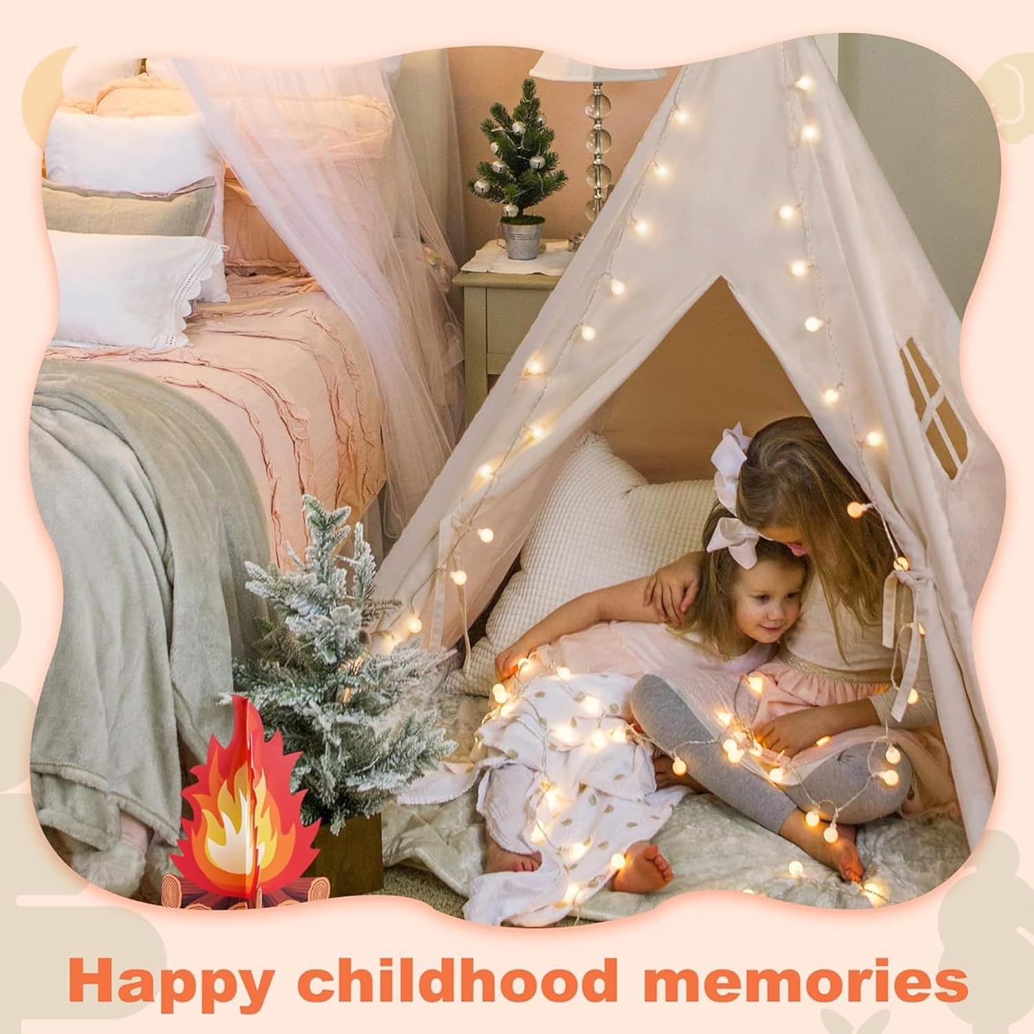 Teepee Tent for Kids, Foldable Toddler Teepee for Children Boys & Girls Indoor and Outdoor, 119 * 119 * 152Cm image number 4