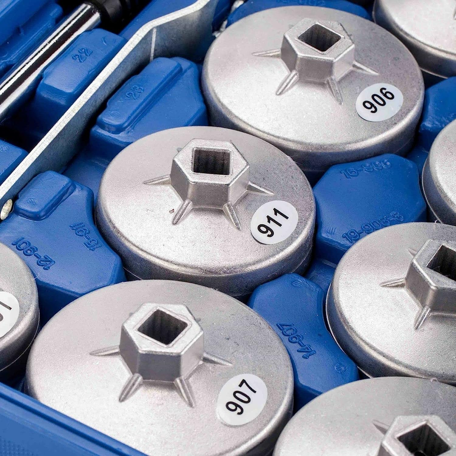 23Pcs Cap Type Oil Filter Wrench Set Automotive Removal Socket Tool Kit image number 3