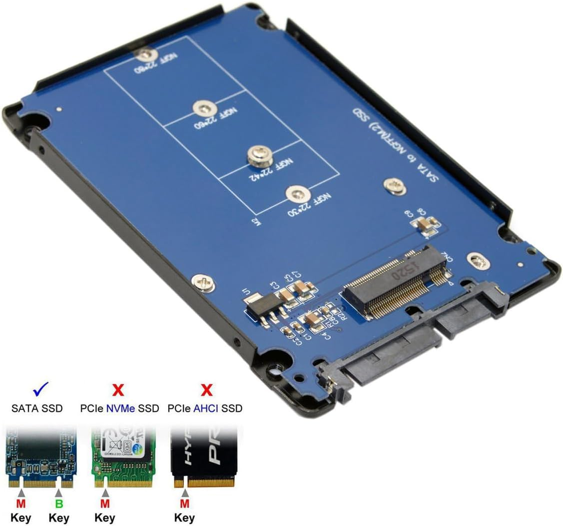 JSER B+M Key Socket 2 M.2 NGFF (SATA) SSD to 2.5 SATA Adapter Card Adapter with Black Metal Case image number 4