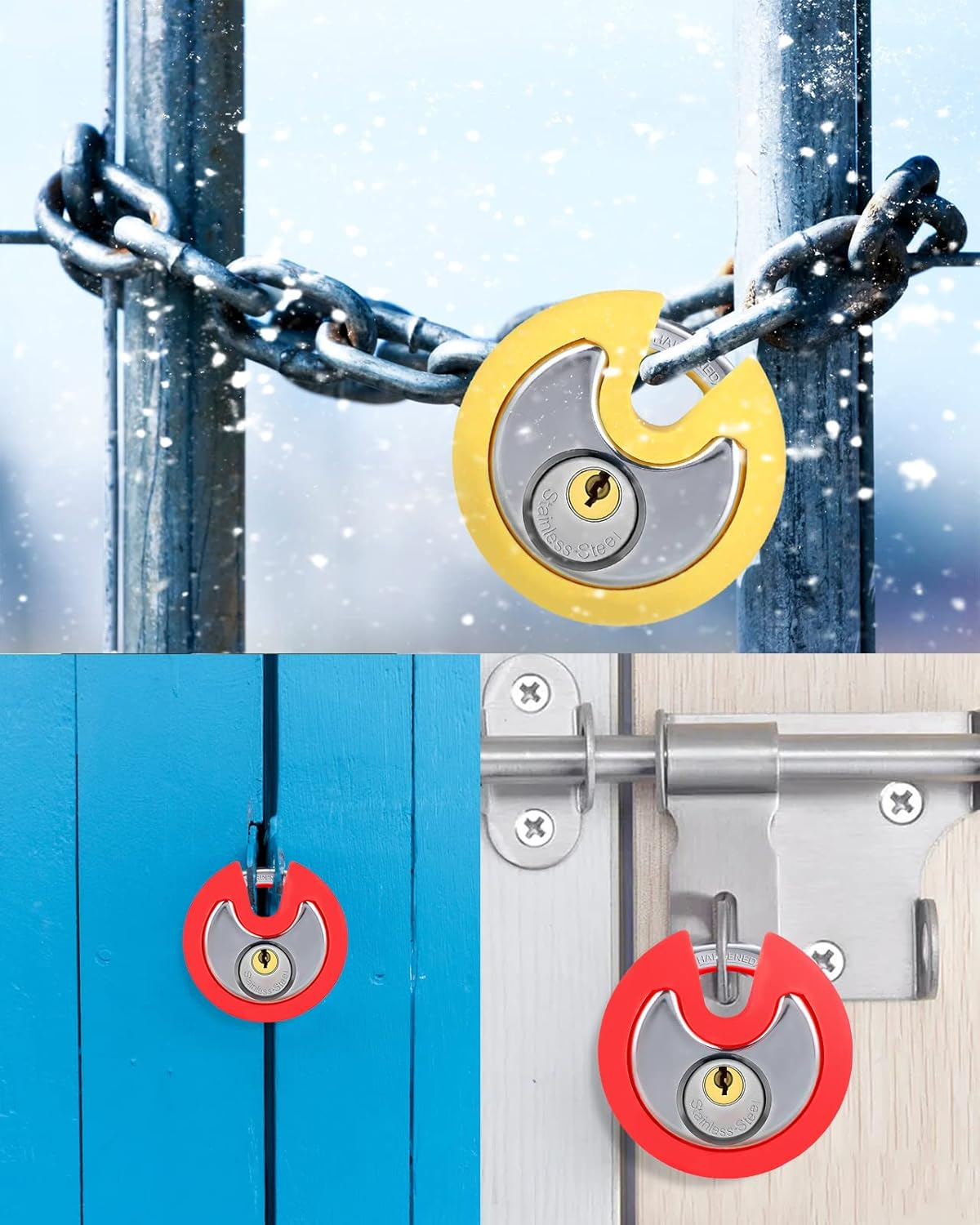 DAYGOS Disc Storage Lock for Storage Unit, Outdoor Waterproof round Padlock, Heavy Duty Circle Lock with Keys for Uhaul,Moving Truck,Pods Container(3/8-Inch Shackle) image number 5