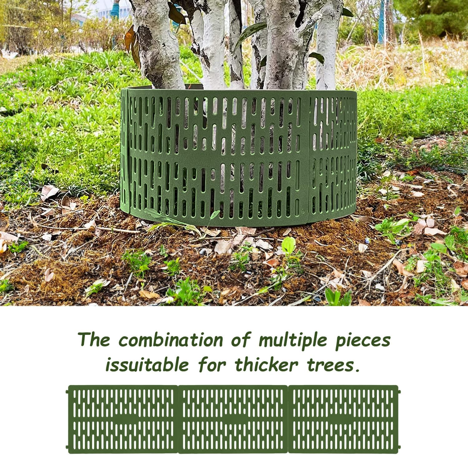 Plastic Plant Guard 10 PCS 34X20 Cm Tree Guards Trunk Protector Bark Plant Protectors Expandable Nursery Mesh for Preventing Tree from Trimmers Mowers (Green) image number 6