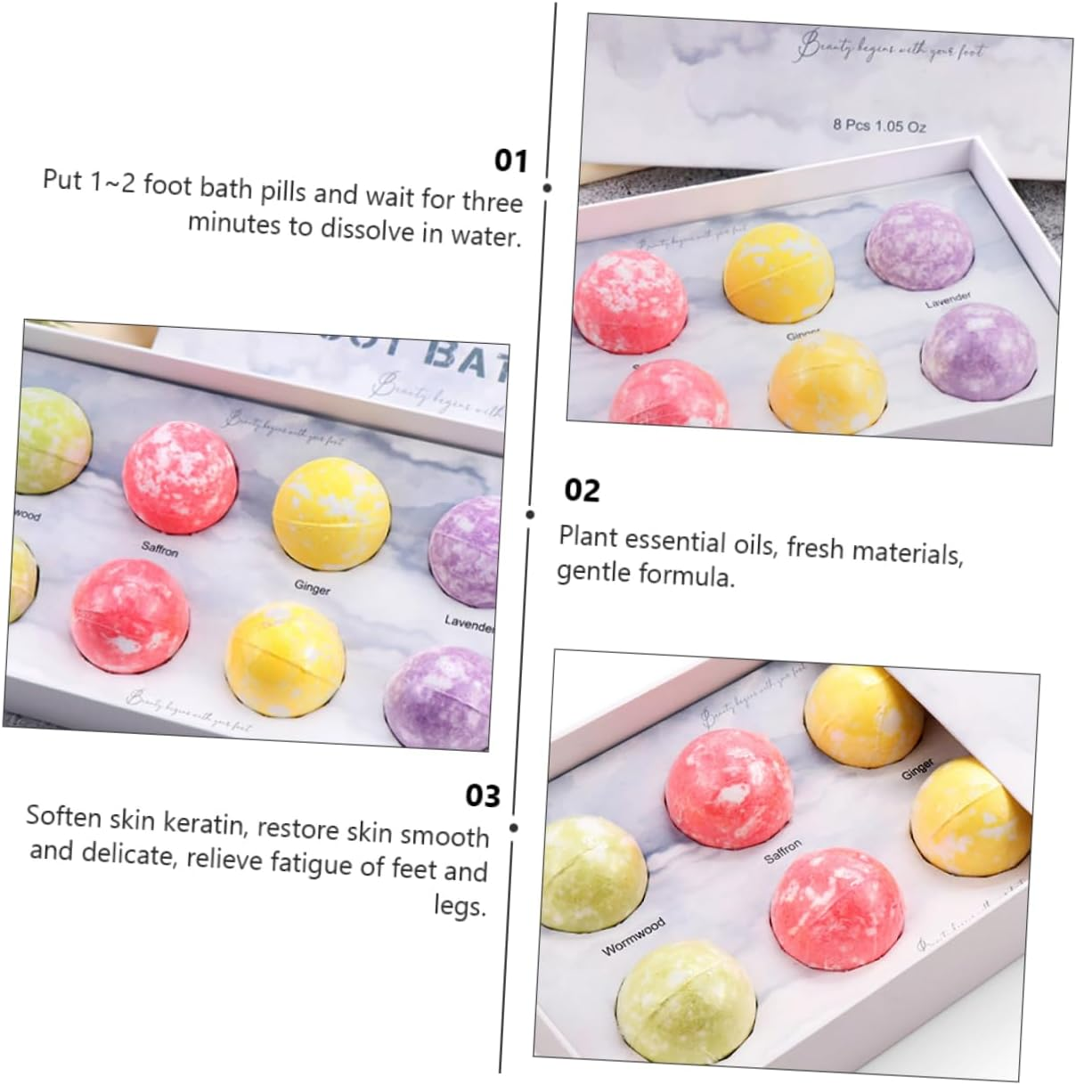Minkissy Herbal Foot Bath Ball Foot Bath Pill Softening Keratin Leg Fatigue Relief Random Color image number 1