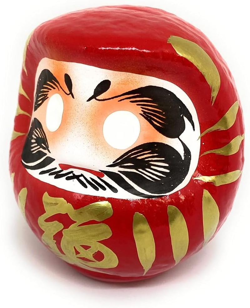 RED Daruma Doll - Handcrafted in Japan - 4.7" Wishing Doll (RED)