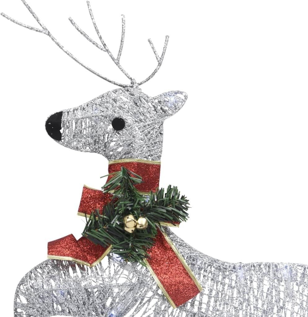 Christmas Reindeer, Xmas Light up Reindeer Outdoor Yard Christmas Decoration Reindeer & Sleigh Christmas Decoration 60 Leds Outdoor Silver image number 4