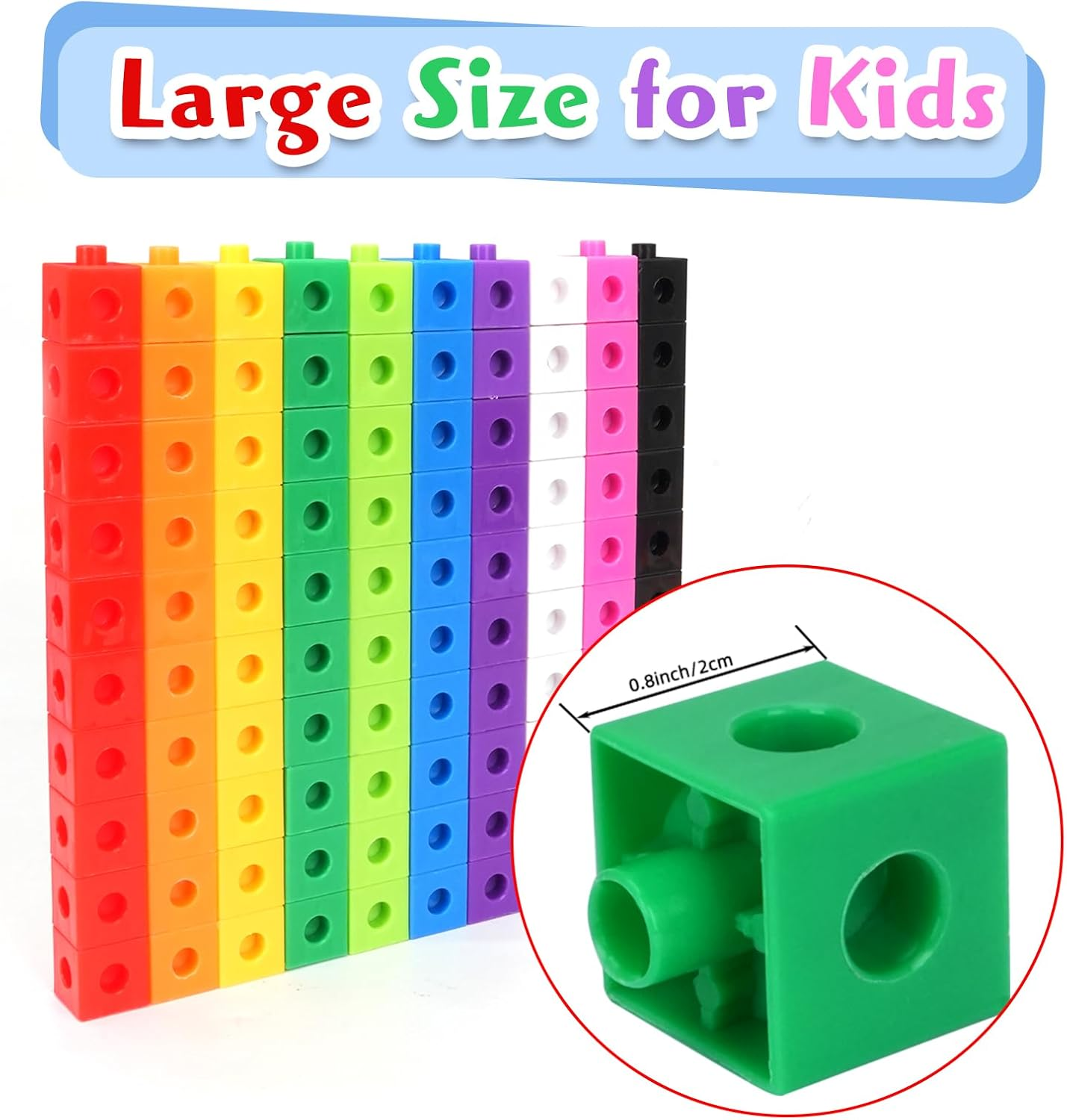 300 Pcs Linking Cubes for Math with Storage Boxes, Kids Counting Blocks for STEM, Connecting Cubes Manipulatives, Classroom Learning Supplies for Preschool and Elementary Aged Kids image number 3