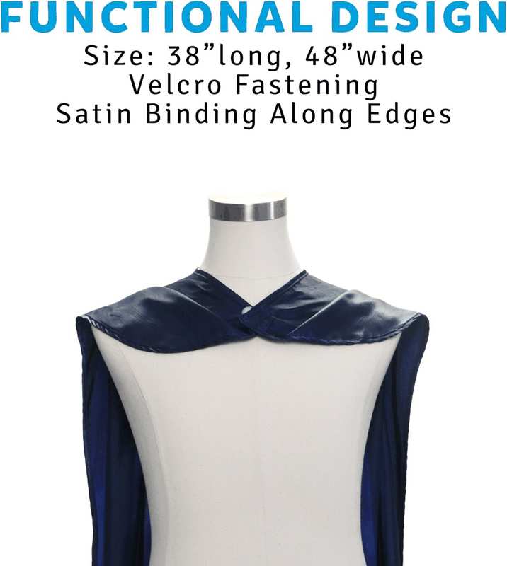 Everfan Men'S Polyester Satin Superhero Cape (38" LX48 W, Navy Blue) image number 2