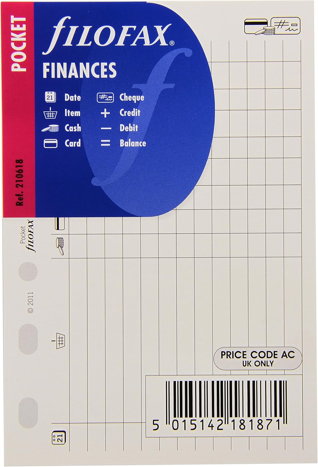 Filofax Pocket Finances Refill Notebook 20-Pieces image number 2