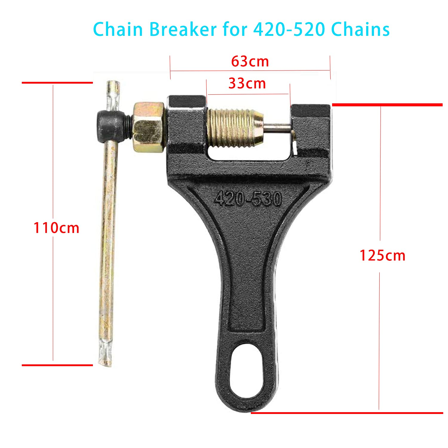LUPING Chain Breaker Tool for 420-530 Roller Chain, Molybdenum Steel, Single Strand, Adjusts 420Mm, 428Mm, 520Mm, 525Mm, 528Mm, 530Mm Chains for Atvs, Dirt Bikes, GO Karts, Scooters, Pit Bikes image number 2